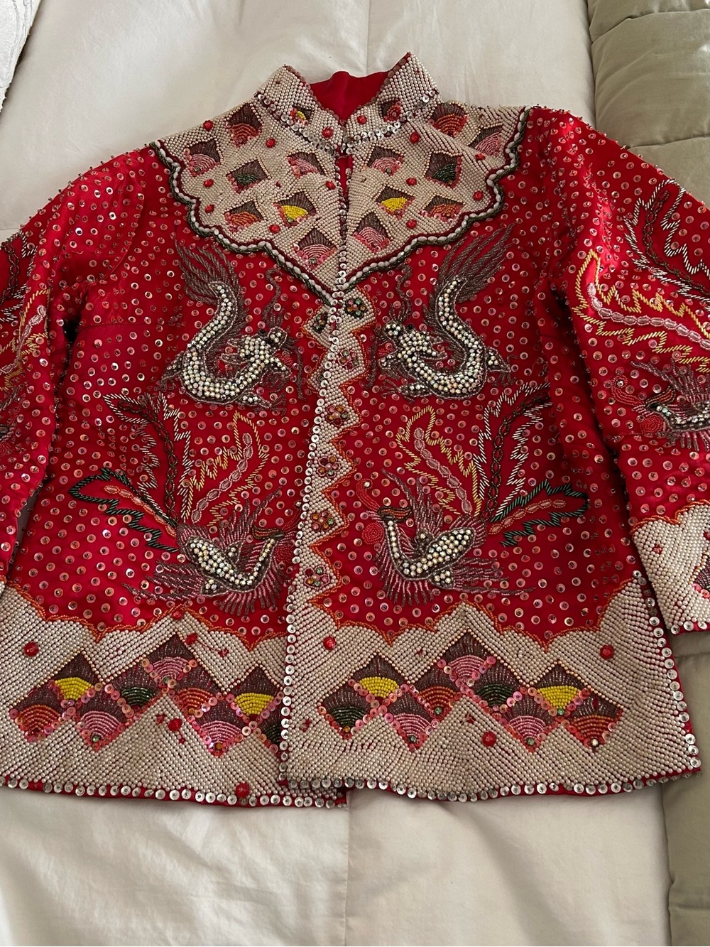 Embellished Red Beaded Women's Jacket